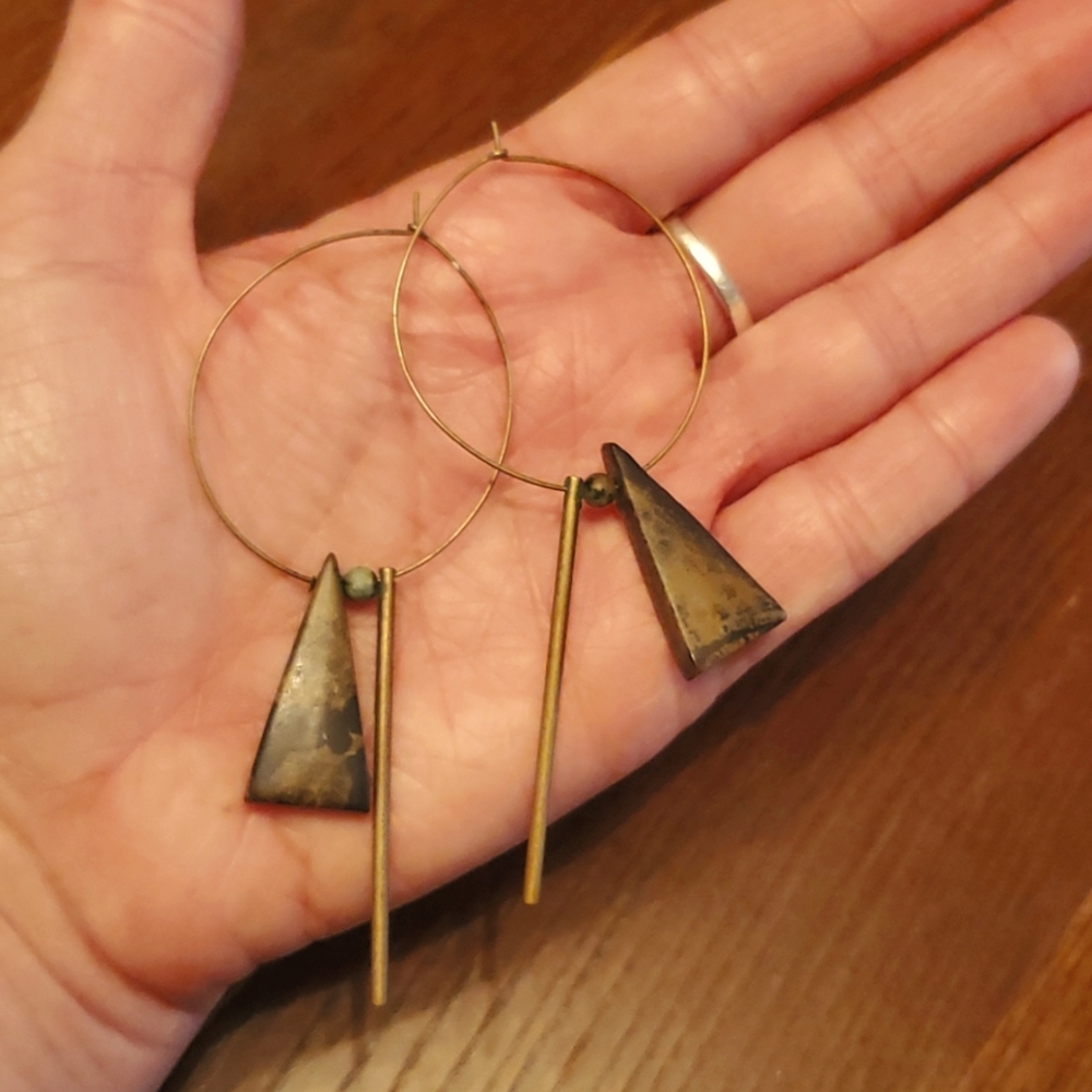Bronze, Turquoise, Amber Hoop Earrings from The Mad Bohemian